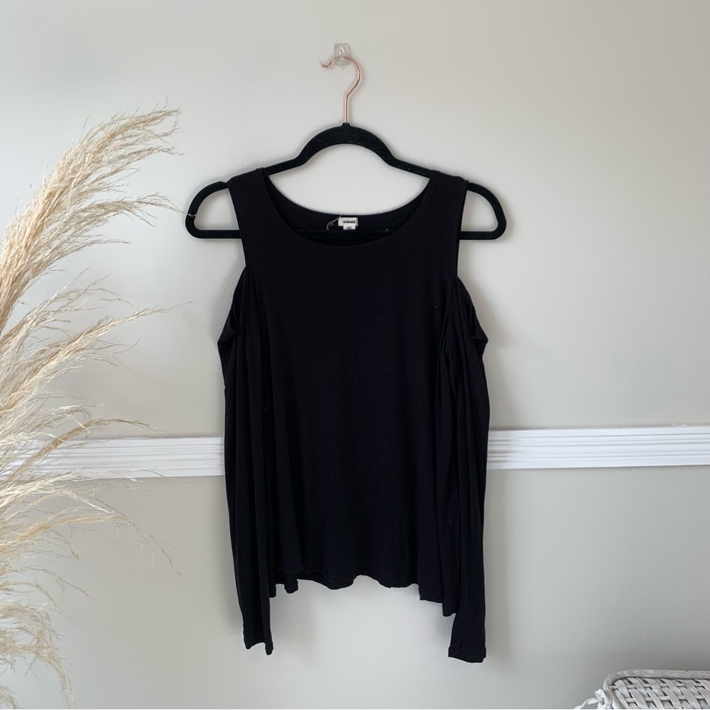 Garage Black Cold Shoulder Long Sleeve Top